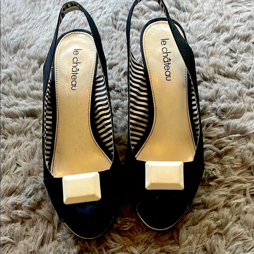 Le Chateau Black and White Women's Slingback Shoes